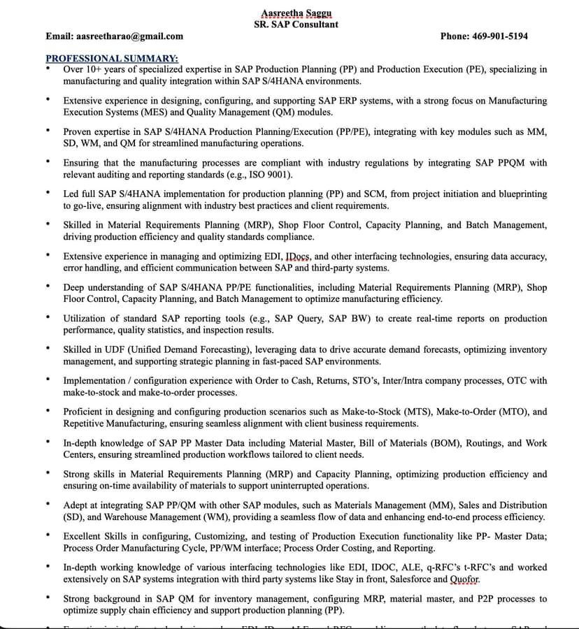 Resume after AI tailoring