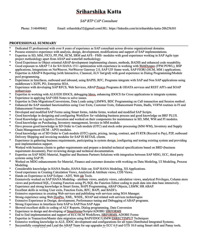 Resume before AI tailoring